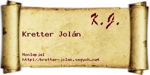 Kretter Jolán névjegykártya