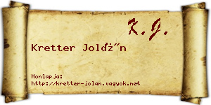 Kretter Jolán névjegykártya